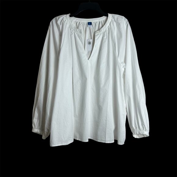 Old Navy XL Women's White Top Blouse Poplin Calla Lily New NWT - Picture 11 of 11